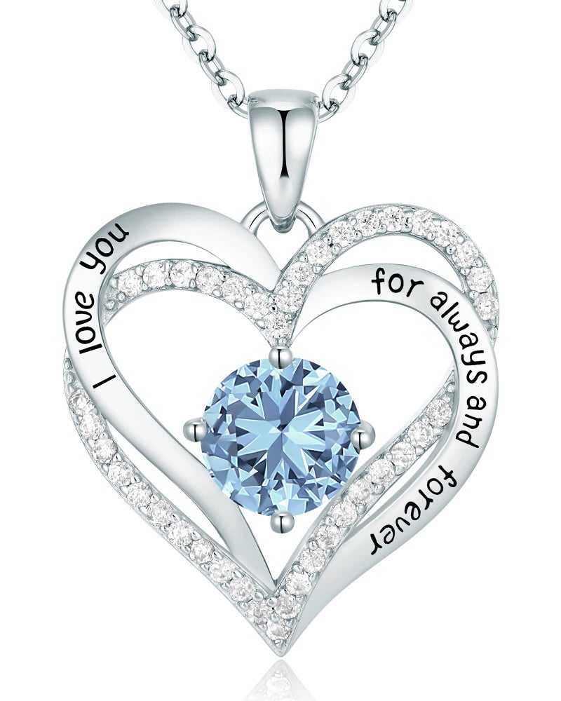 CDE Valentine's Day Gift Forever Love Heart Necklaces for Women, Wedding Anniversary, Birthday Mothers Day Christmas Day Gifts for Mom, Mother, Wife, friend, S925 Silver Jewelry with Birthstone Pendant - Image 1